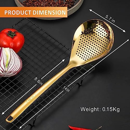 Yimi 14 Inch Gold Slotted Serving Spoon