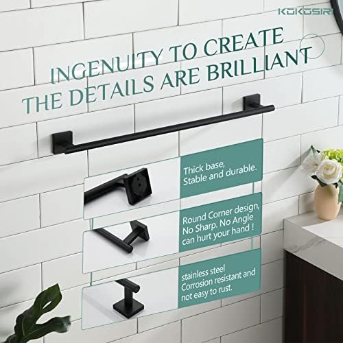KOKOSIRI Matte Black Towel Rail 24 Inch