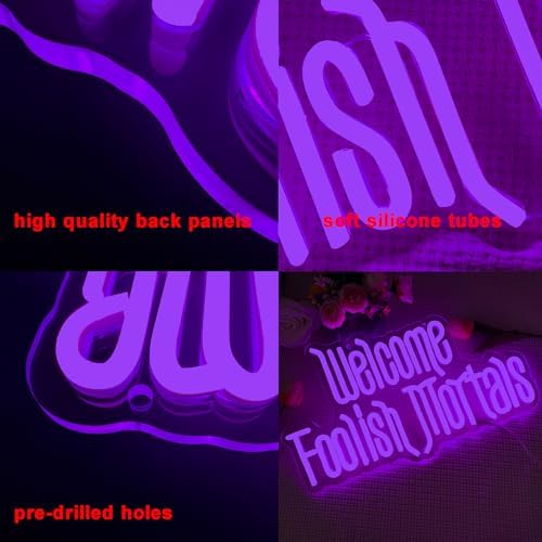 Welcome Foolish Mortals Neon Sign Purple 1