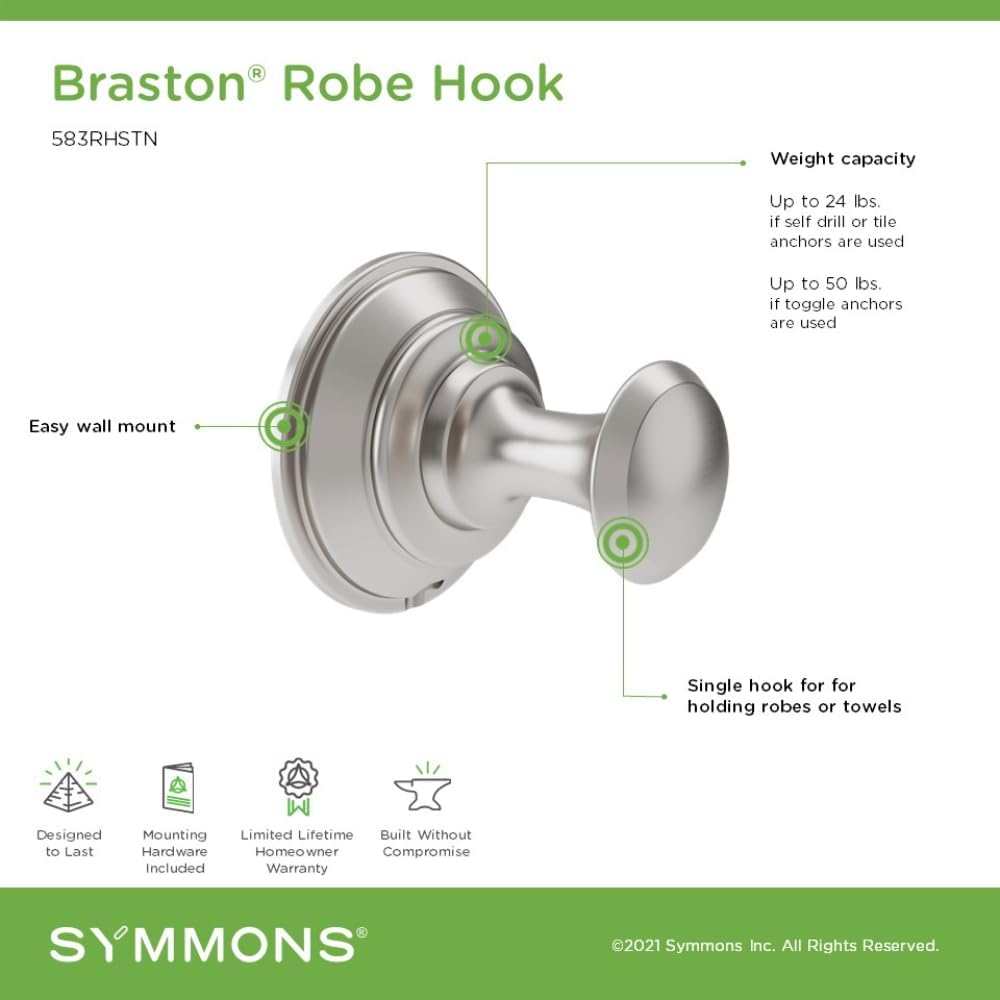 Symmons Braston Robe Towel Hook - Satin Nickel