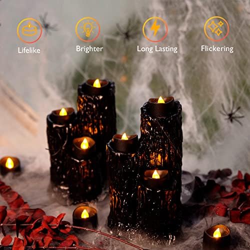 Homemory 24-Pack Battery Operated Black Tea Lights Candles