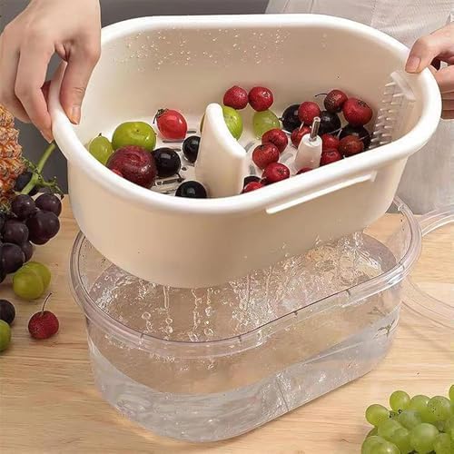 Fruit Cleaner Spinner with Brush and Lid