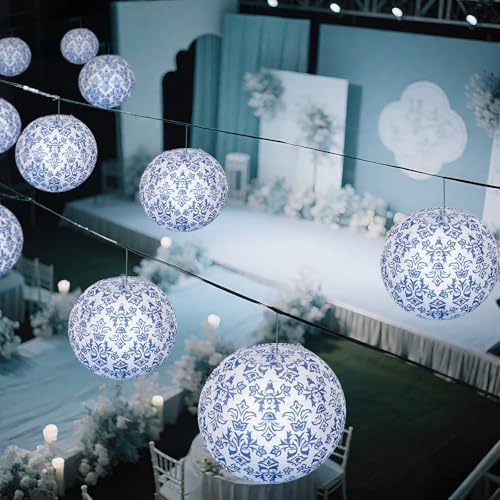 Retisee 12 Pcs 10 Inch Chinoiserie Paper Lantern Set
