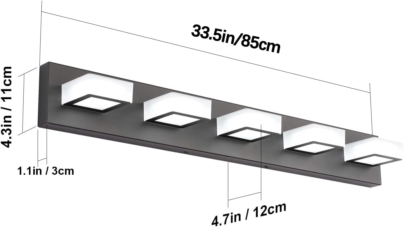 Ralbay 5 Light Modern Black Vanity Light