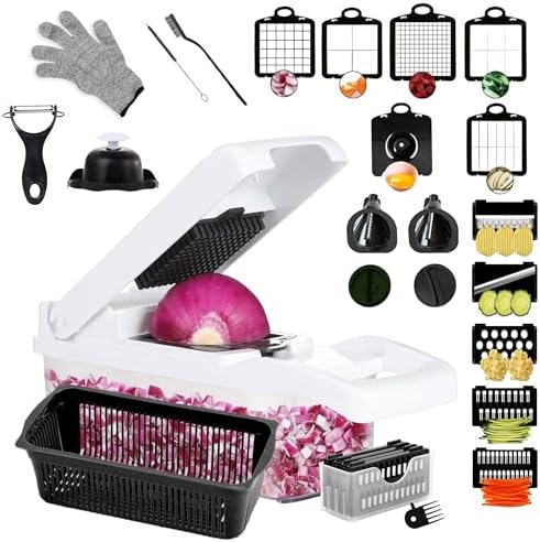 22-in-1 Veggie Chopper with Container and Gloves