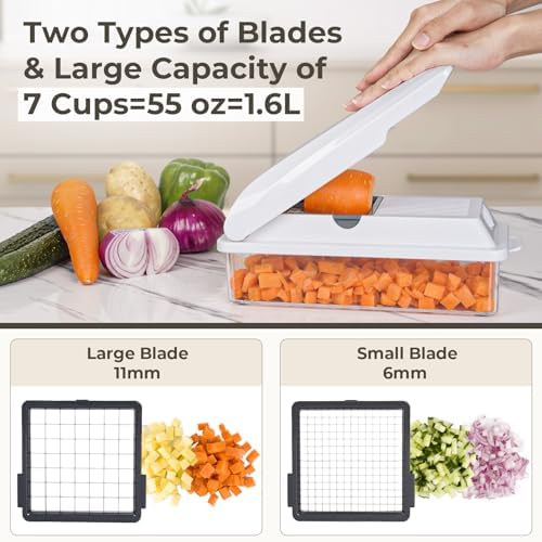 X Home Vegetable Chopper with 2 Blades and 3 Aluminum Pans White