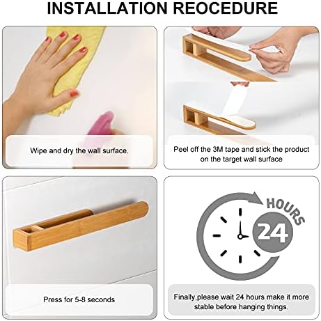 Self Adhesive Bamboo Towel Holder No Drilling
