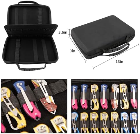 QEES Knife Display Case 62 Slots Black Knife Storage Organizer