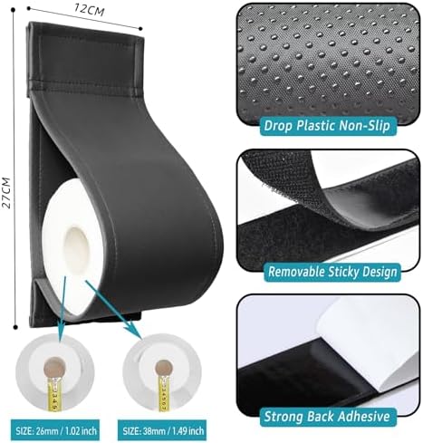 AmazeCov Dark Gray Leather Toilet Paper Holder