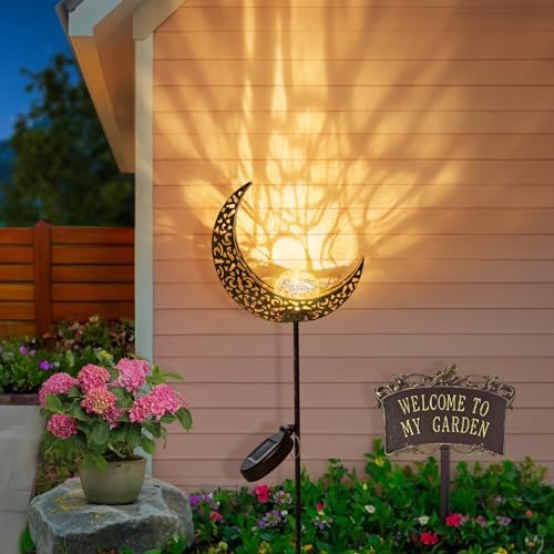 HOMEIMPRO 2Pack Moon Garden Solar Lights Outdoor Stakes