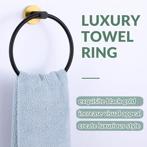 APLusee Black Gold Stainless Steel Towel Ring