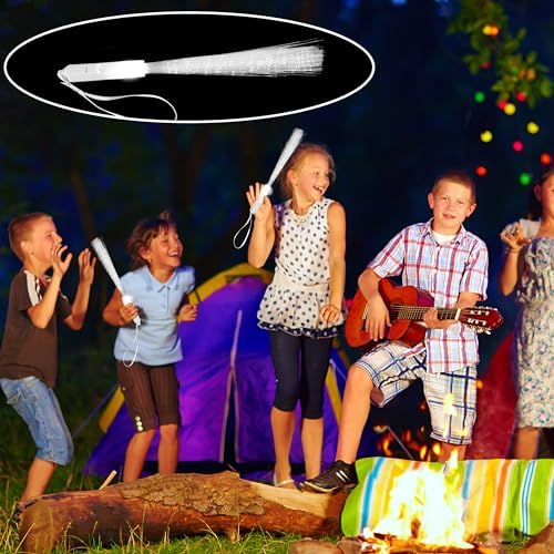 80 Pcs White Fiber Optic LED Wands with 3 Modes