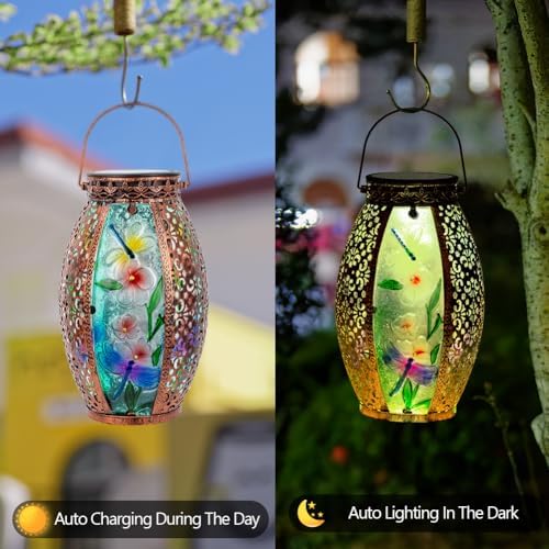 VEWOGARDEN Dragonfly Solar Lanterns for Outdoor Decor