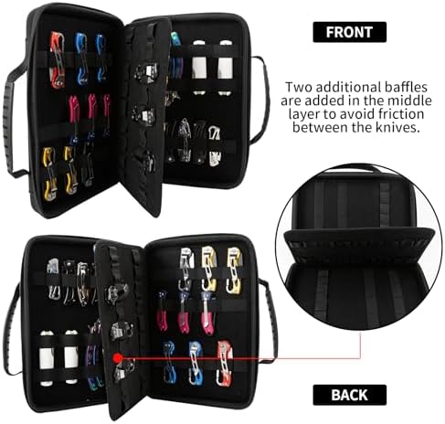 QEES Knife Display Case 62 Slots Black Knife Storage Organizer