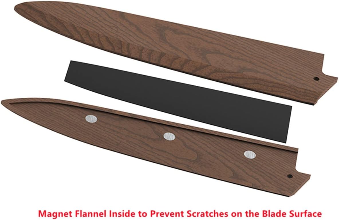 Aibote 5 Inch Black Walnut Knife Sheath Holder with Magnetic Flannel