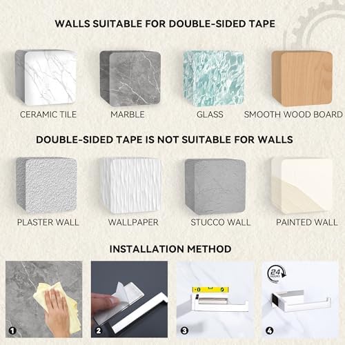 Chrome Toilet Paper Roll Holder - No Drilling Rustproof Stylish
