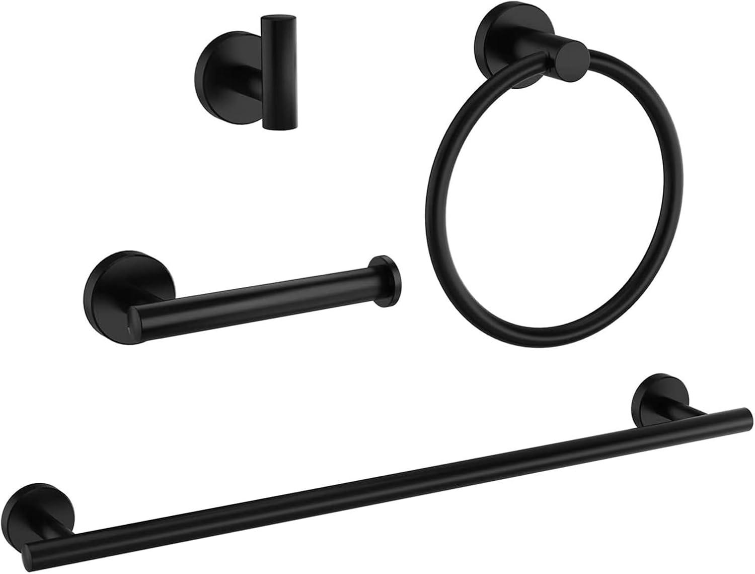 4-Piece Matte Black Bathroom Hardware Set