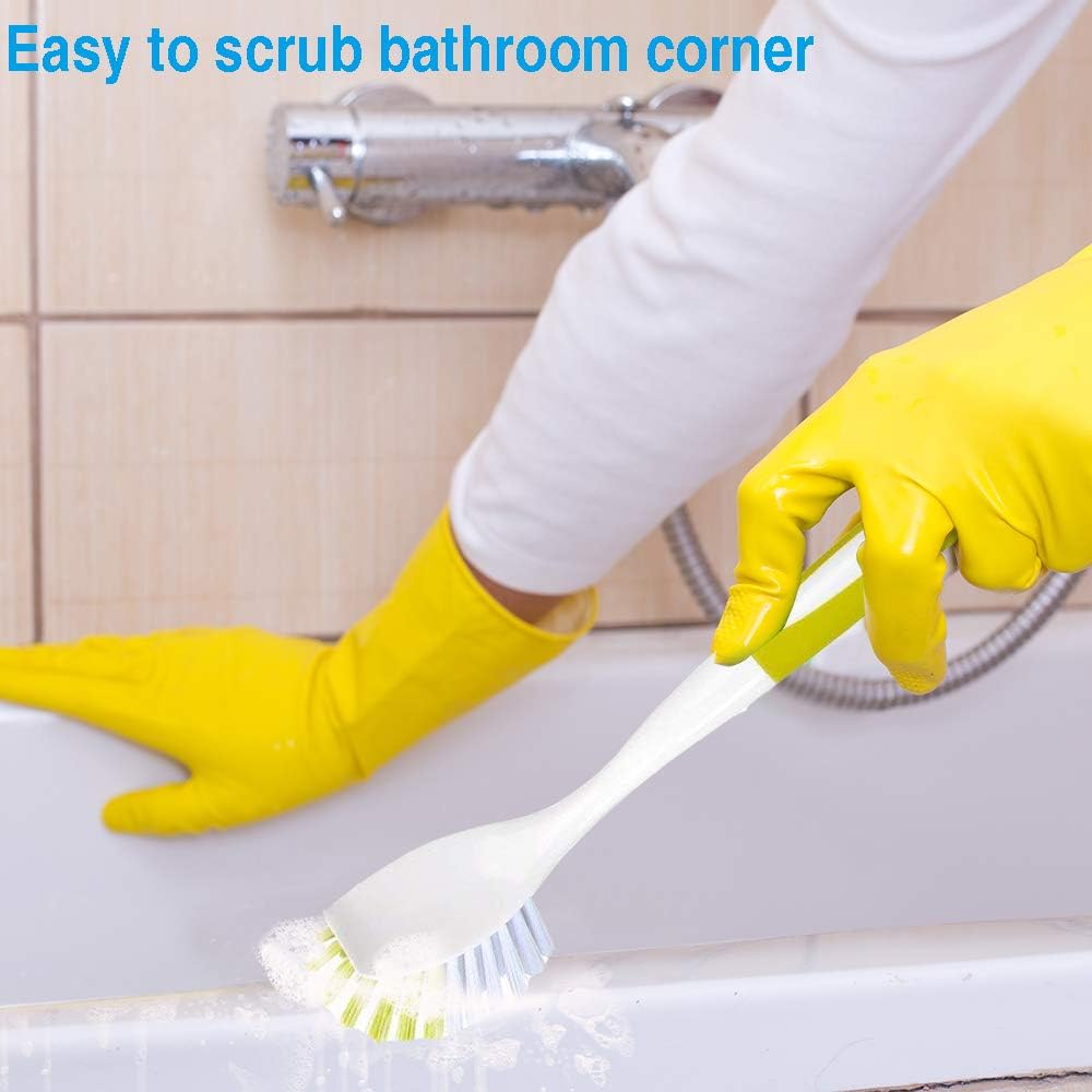 YeuDeuy Scrub Brush with Stiff Bristles 5pcs Yellow-Green