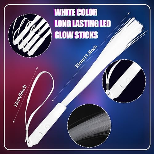 80 Pcs White Fiber Optic LED Wands with 3 Modes
