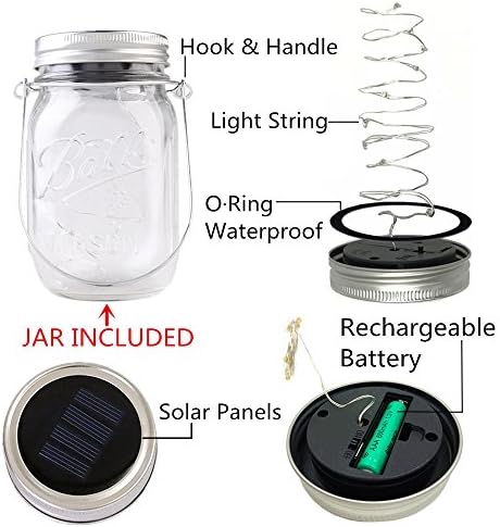 CHBKT 4-Pack Solar Mason Jar Lights with Handle