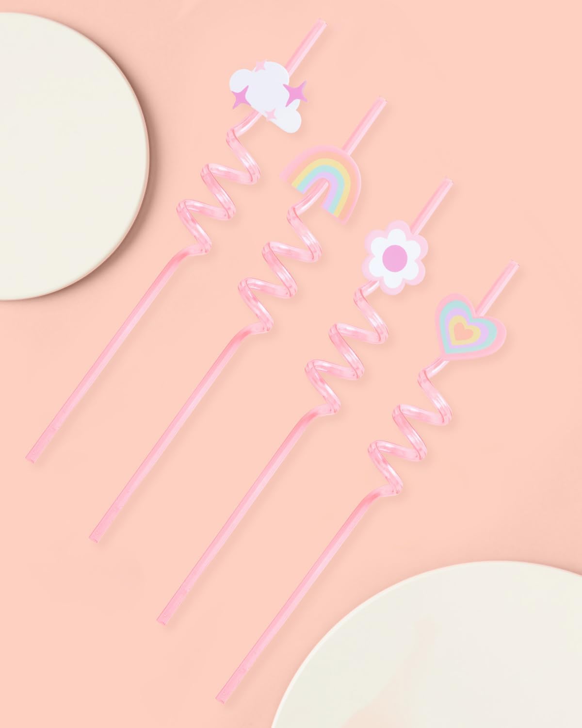 XO Fetti Reusable Rainbow Heart Flower Straw Set - 16 pc