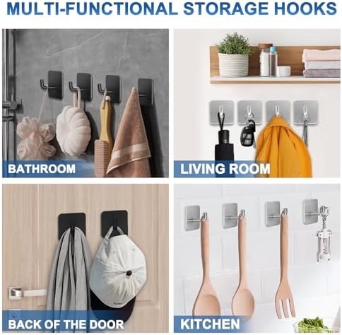 LACHILL 4-Piece Waterproof Adhesive Hooks Black