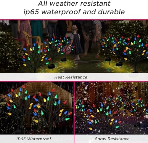 BeHiller Solar Strawberry Tree Lights 2PACK Outdoor Decor