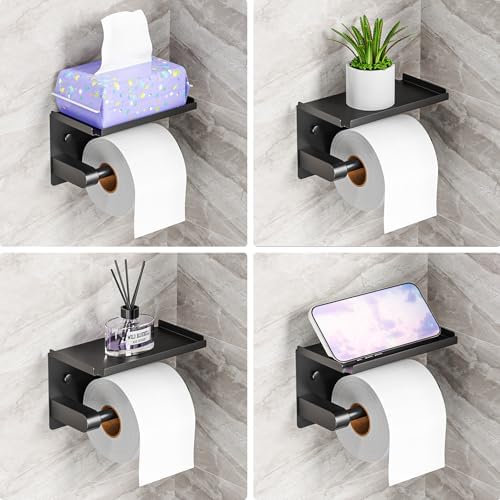 StackTastic Metal Toilet Paper Holder - Wall Mount Rustproof Black
