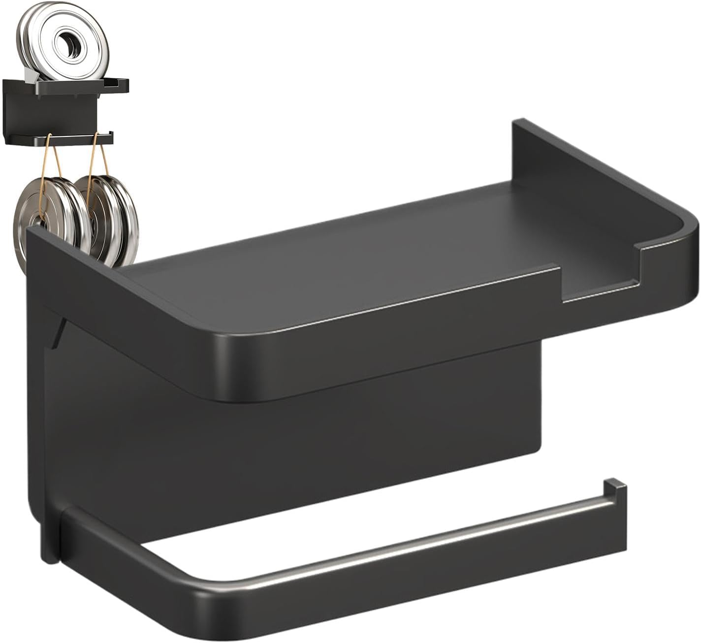 Wall-Mounted Toilet Paper Holder with No Drill Installation