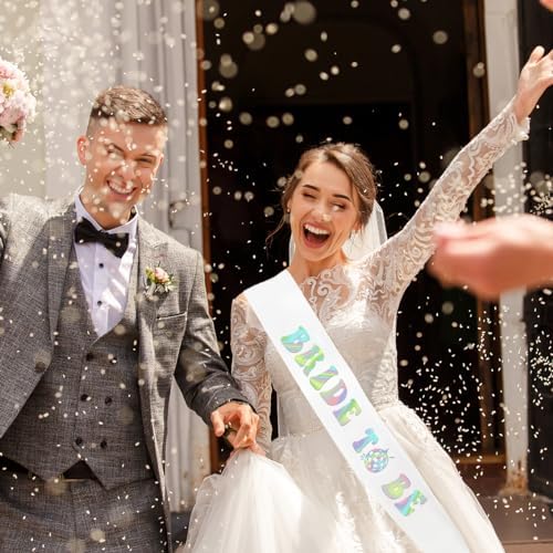 Iridescent Bride to Be Sash with Glitter Letters