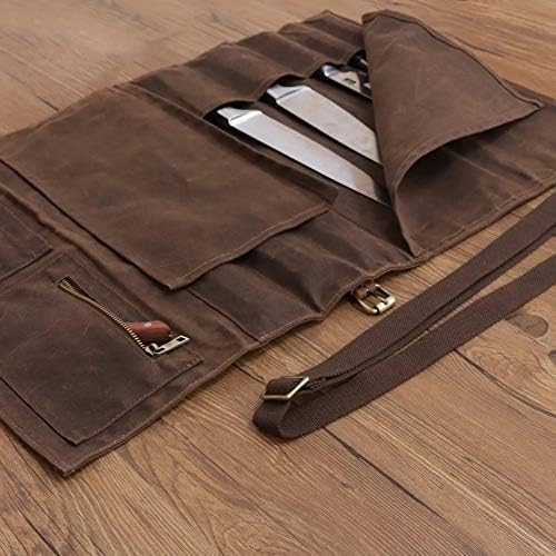 HERSENT Large Chefs Knife Roll Bag with 11 Pockets