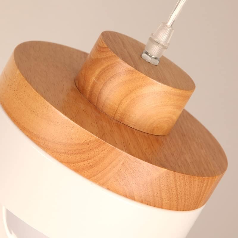 Skivtglmamp Dimmable Wooden Handle Pendant Light 32 Ft Macaron White