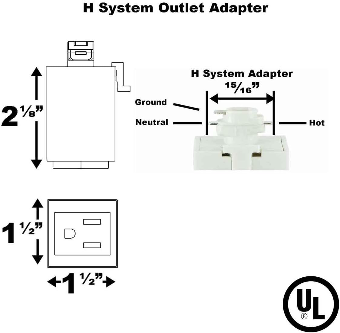 H System Track Outlet Adapter H860 White
