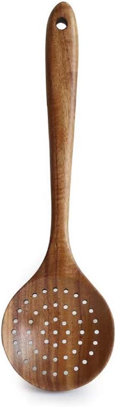 GQZ Teak Skimmer with Long Handle for Rice Dipping