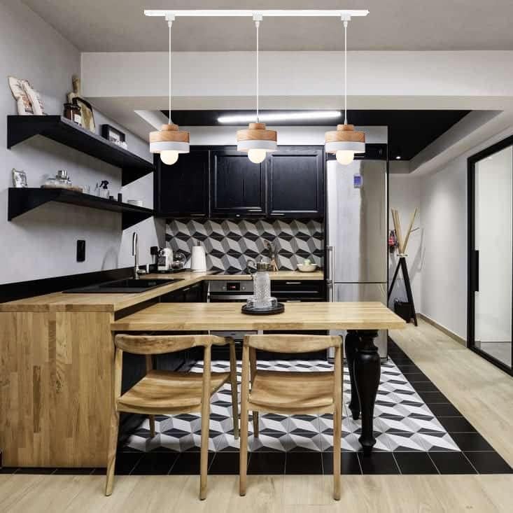 SKIVTGLAMP Dimmable Wooden Handle Pendant Light