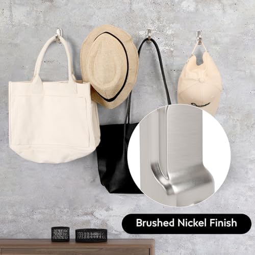 4 Pack Brushed Nickel Wall Mounted Towel Hooks
