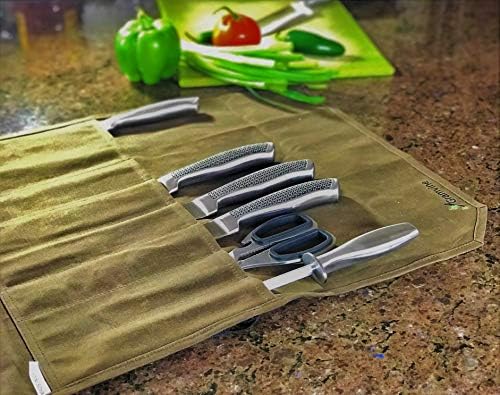 GramVine Chef Knife Roll Bag - Waxed Canvas Knife Holder Organizer