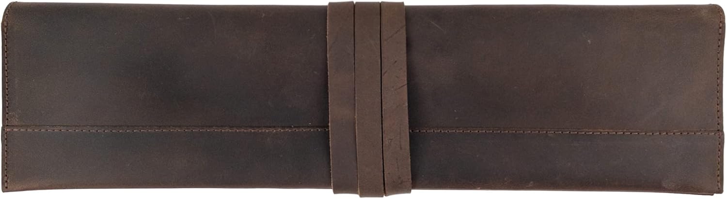 Double Knife Roll for Chefs Bourbon Brown Handmade 1