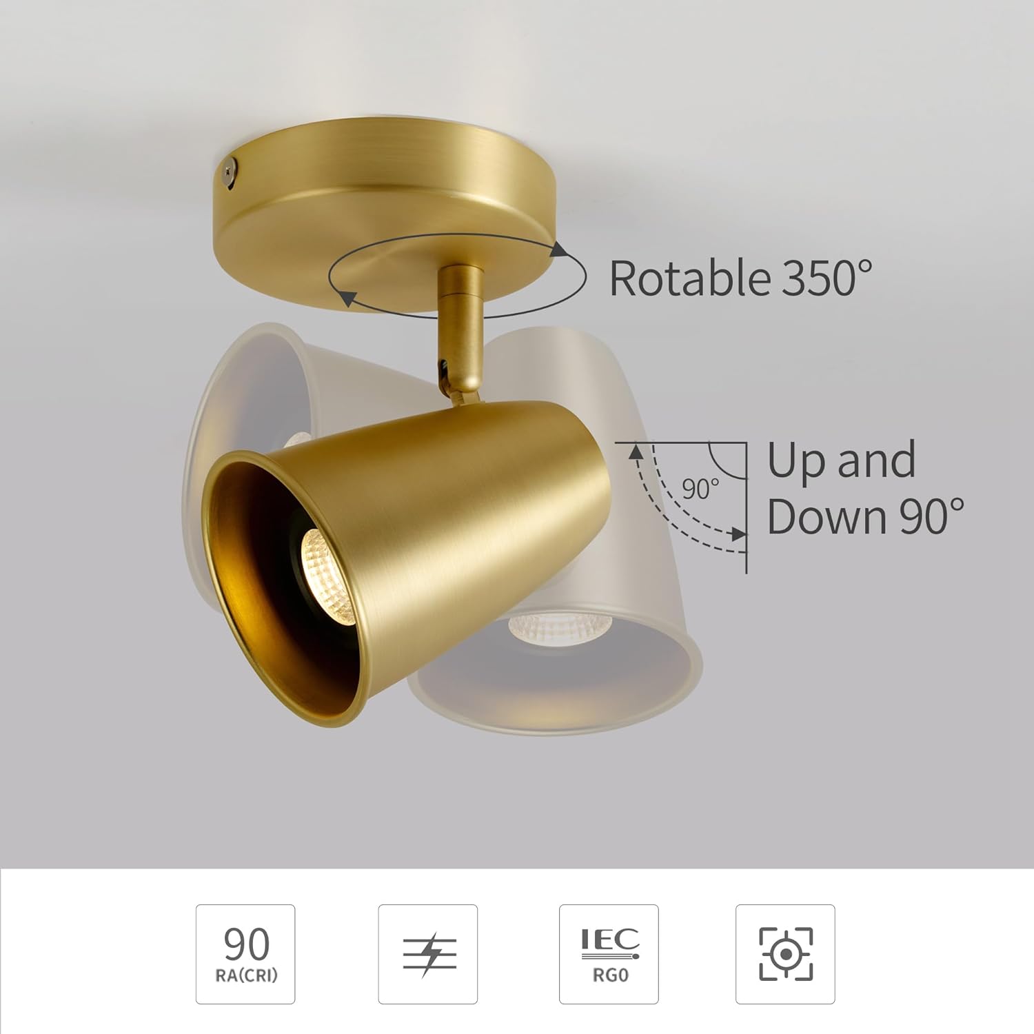 Aisilan 21W Gold LED Track Lighting with Rotating Heads