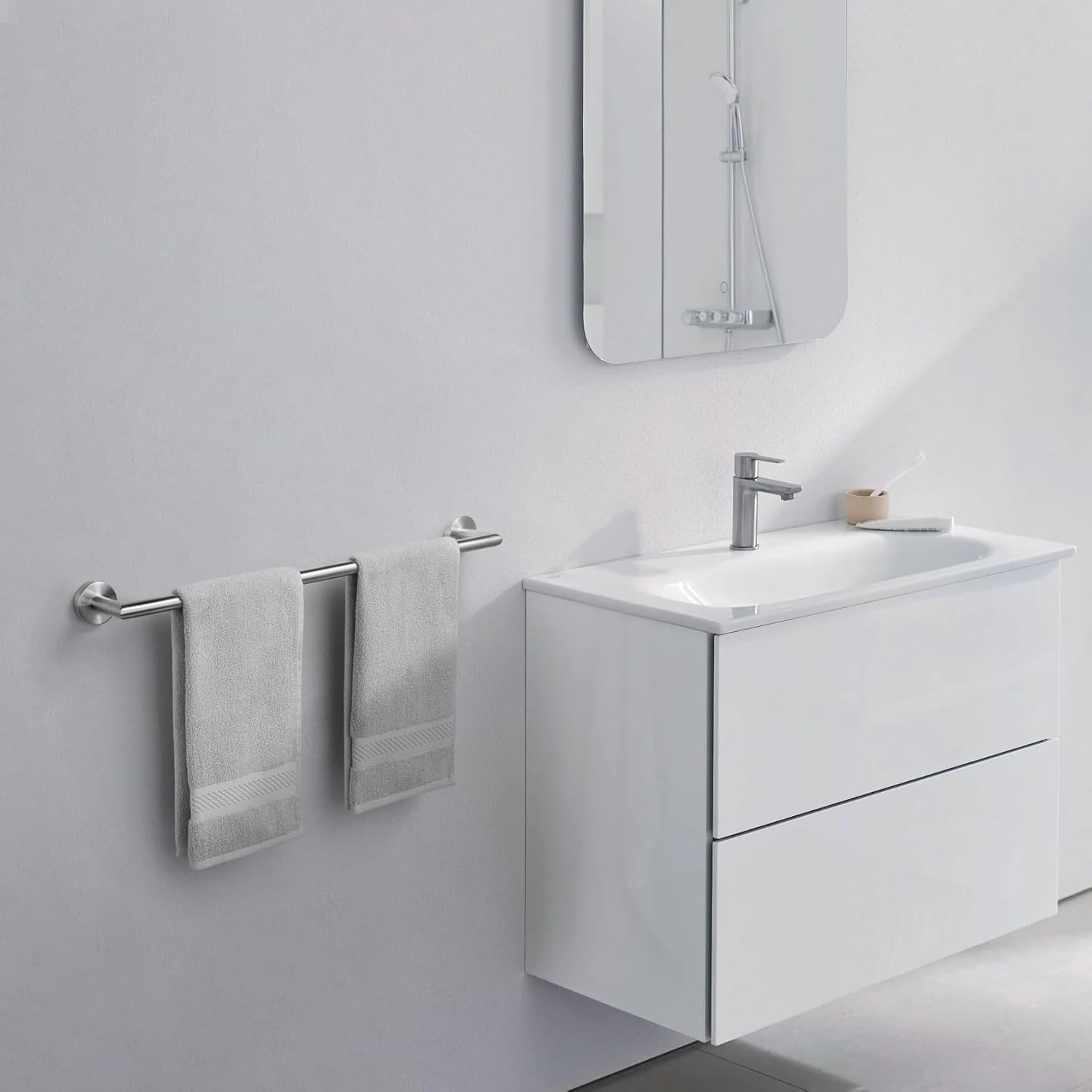 JunSun 24 Inch Modern Towel Bar with Brushed Nickel Finish