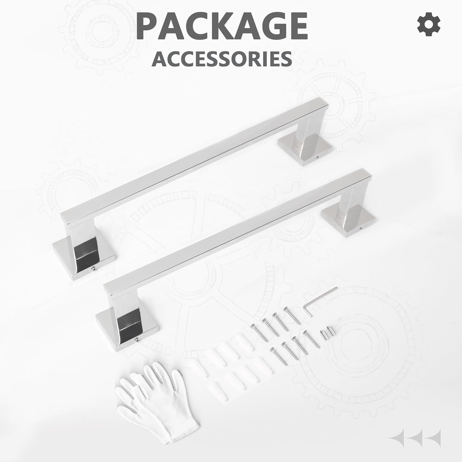 LANC Chrome Towel Bars 2 Pack Stainless Steel
