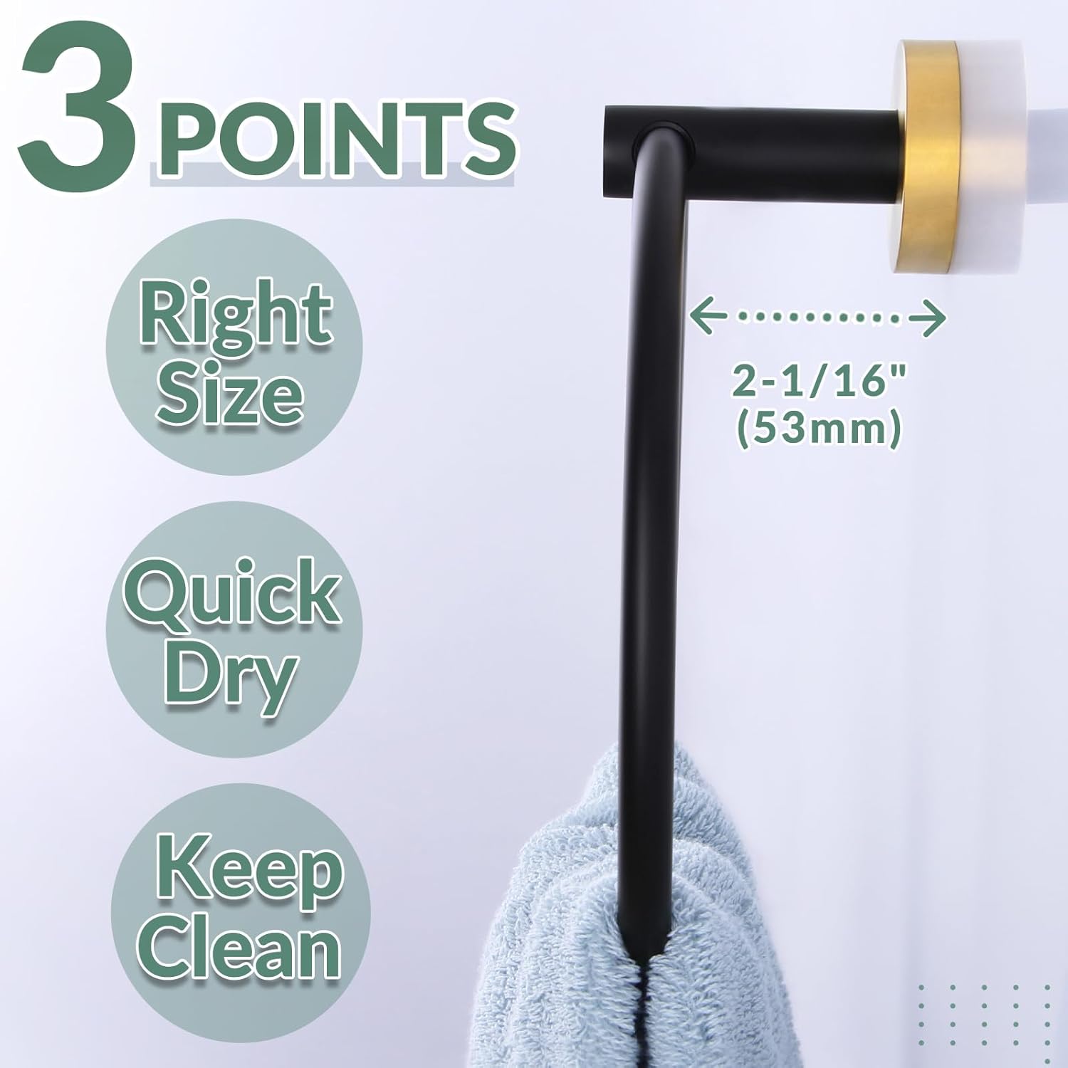 APLusee Black Gold Stainless Steel Towel Ring