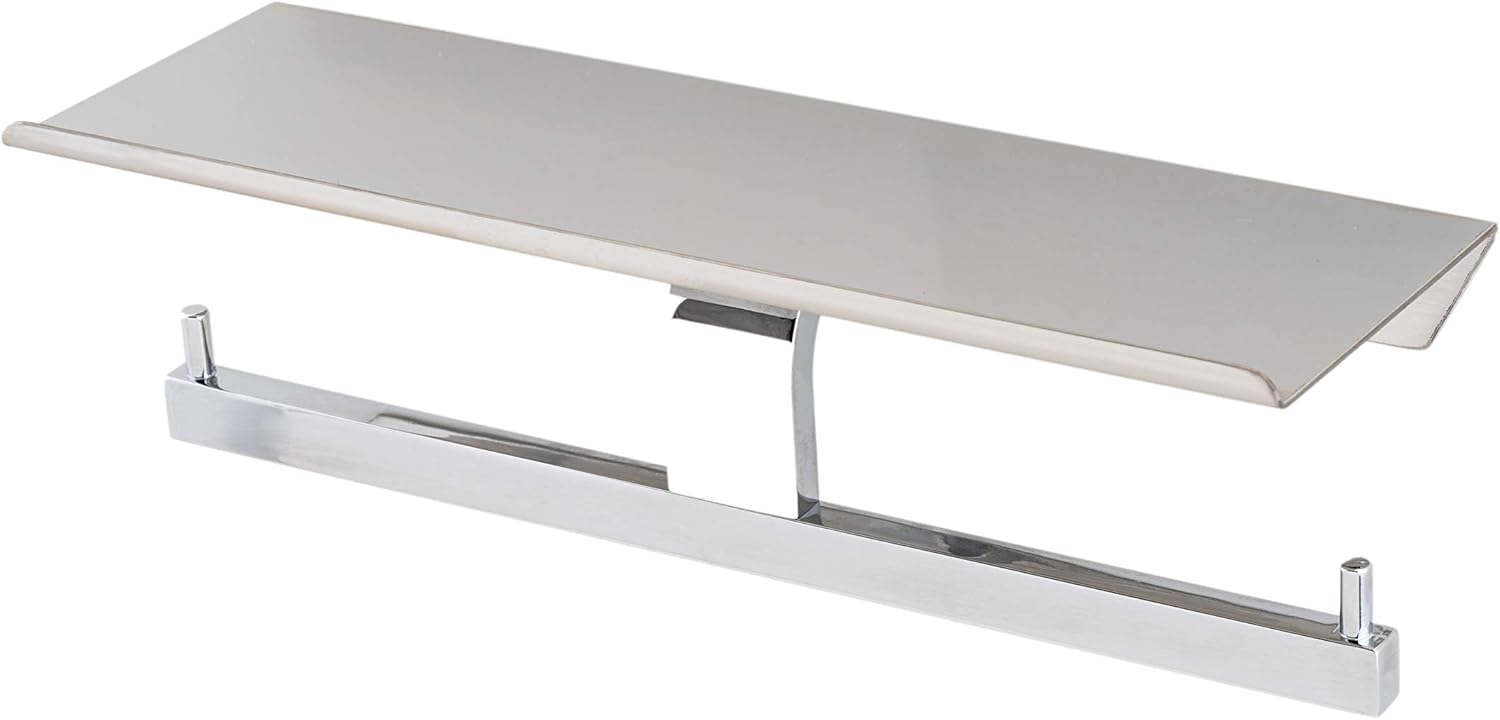 Linkaa Chrome Dual Roller Toilet Paper Holder with Shelf