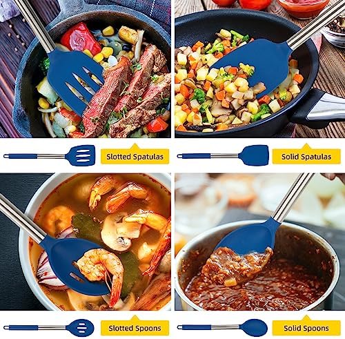 4 Pack Silicone Utensils Set with Stainless Steel Handles