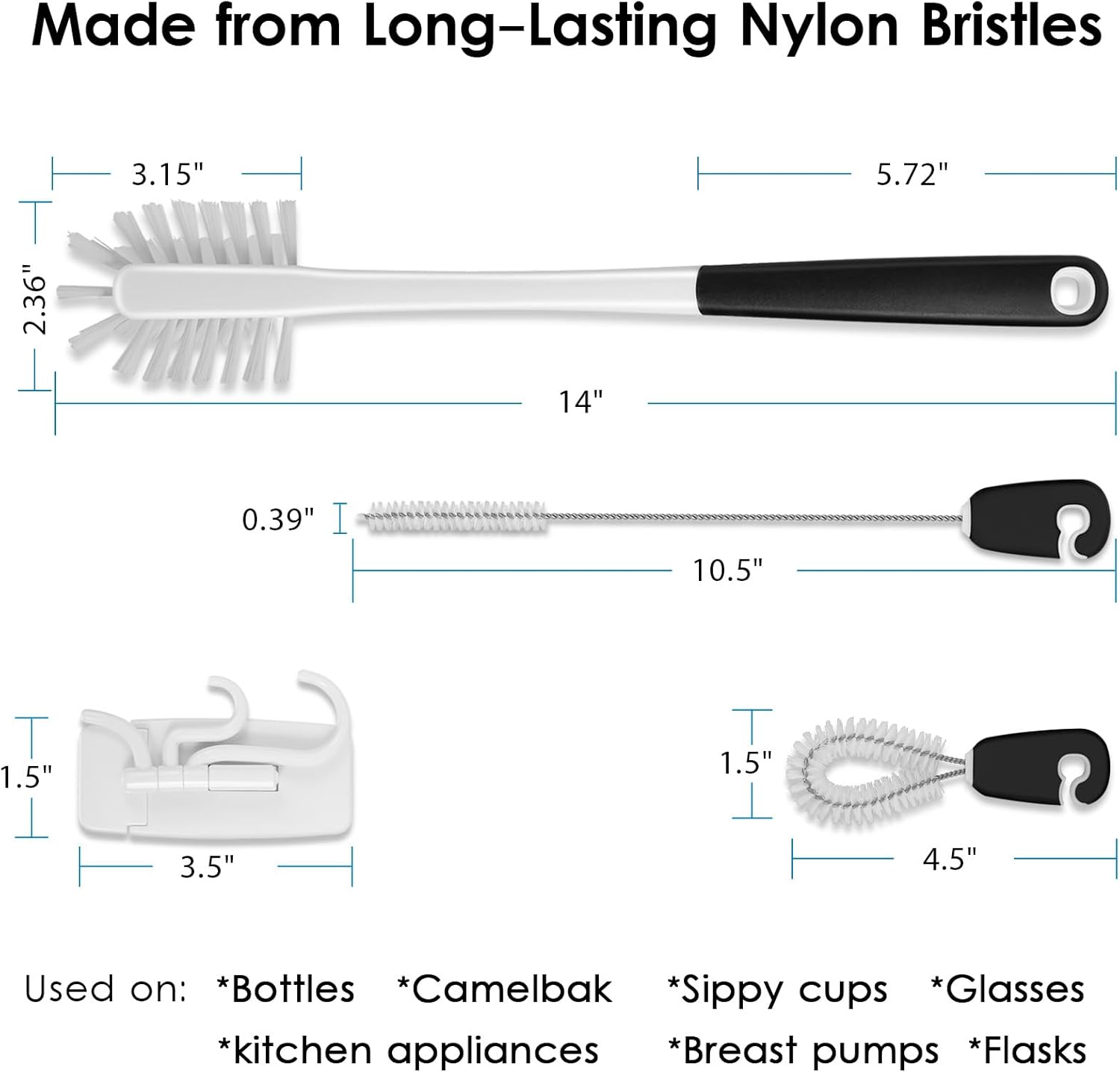 MOSOLAN 3-in-1 Water Bottle Cleaning Brush Set