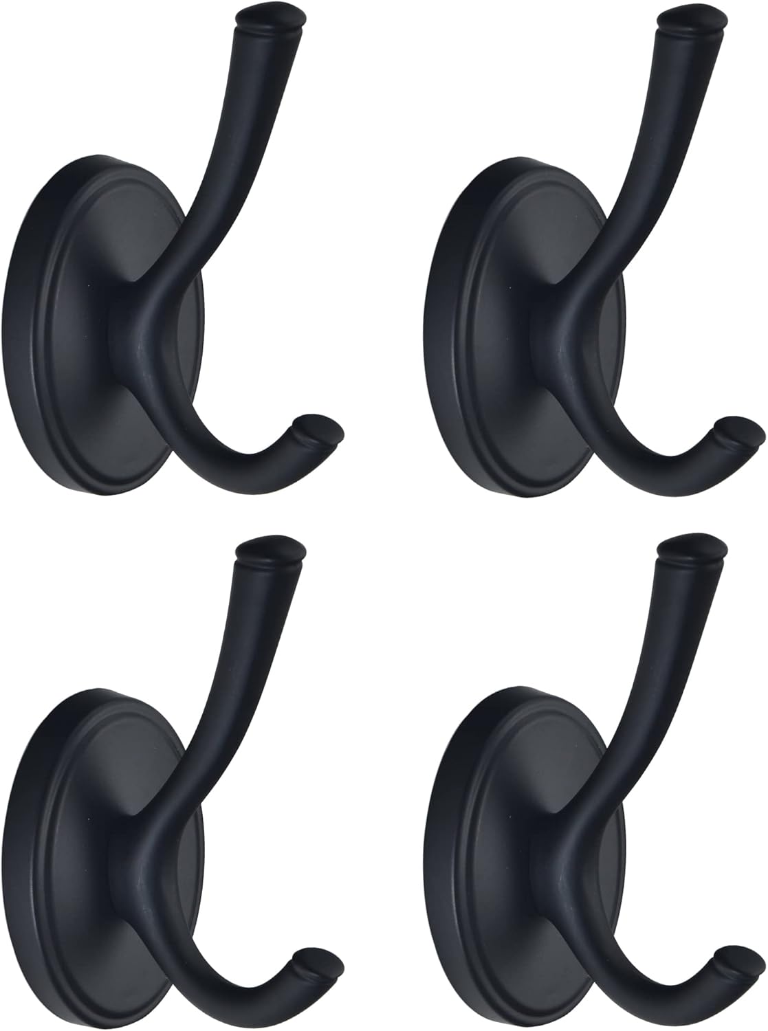 DMYMAT 4 Pack Black Robe Hooks for Bathroom and Kitchen