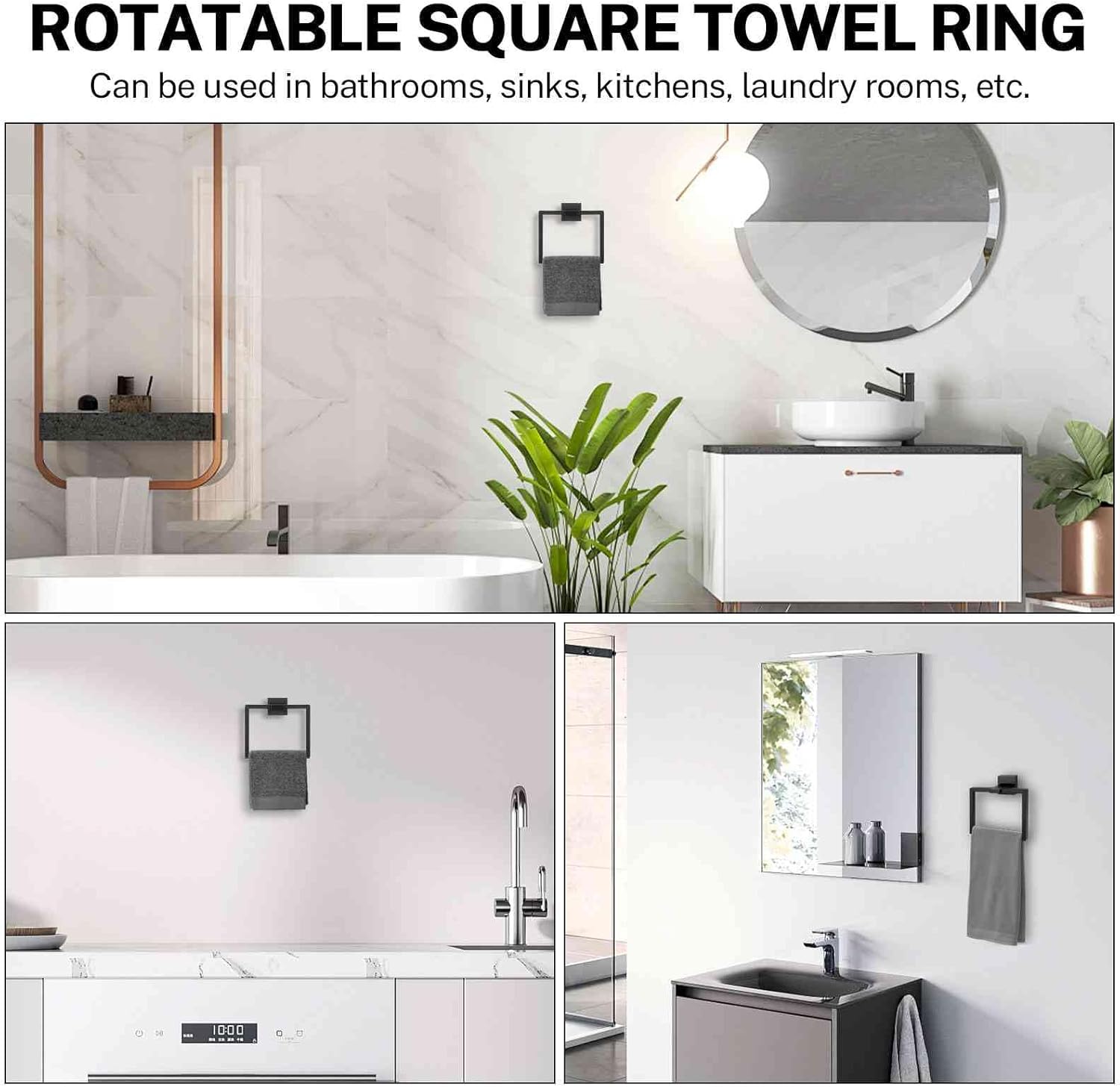 DUMDER Matte Black Rotatable Towel Ring