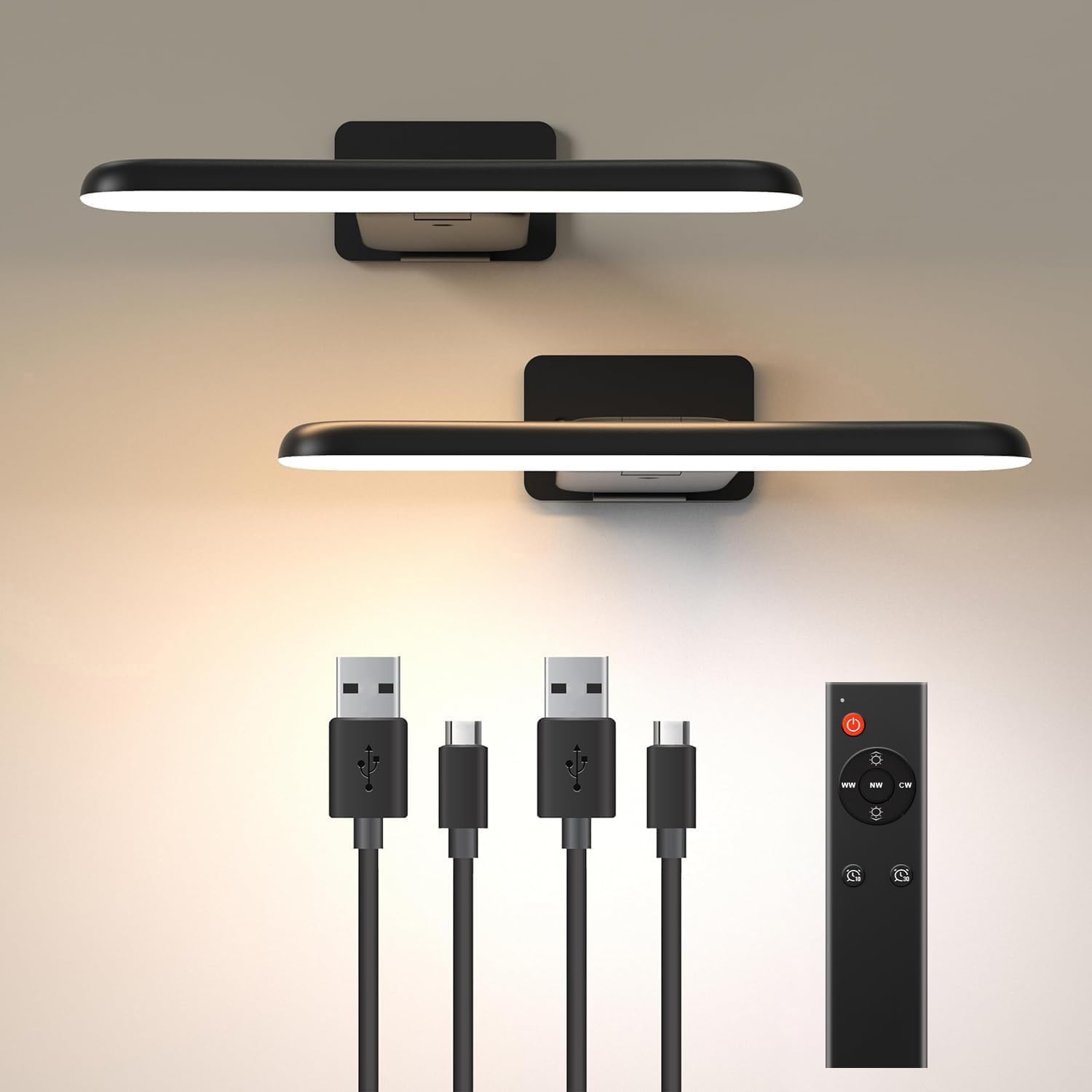 NARUNDREN 2 Pack Dimmable Picture Lights with Remote