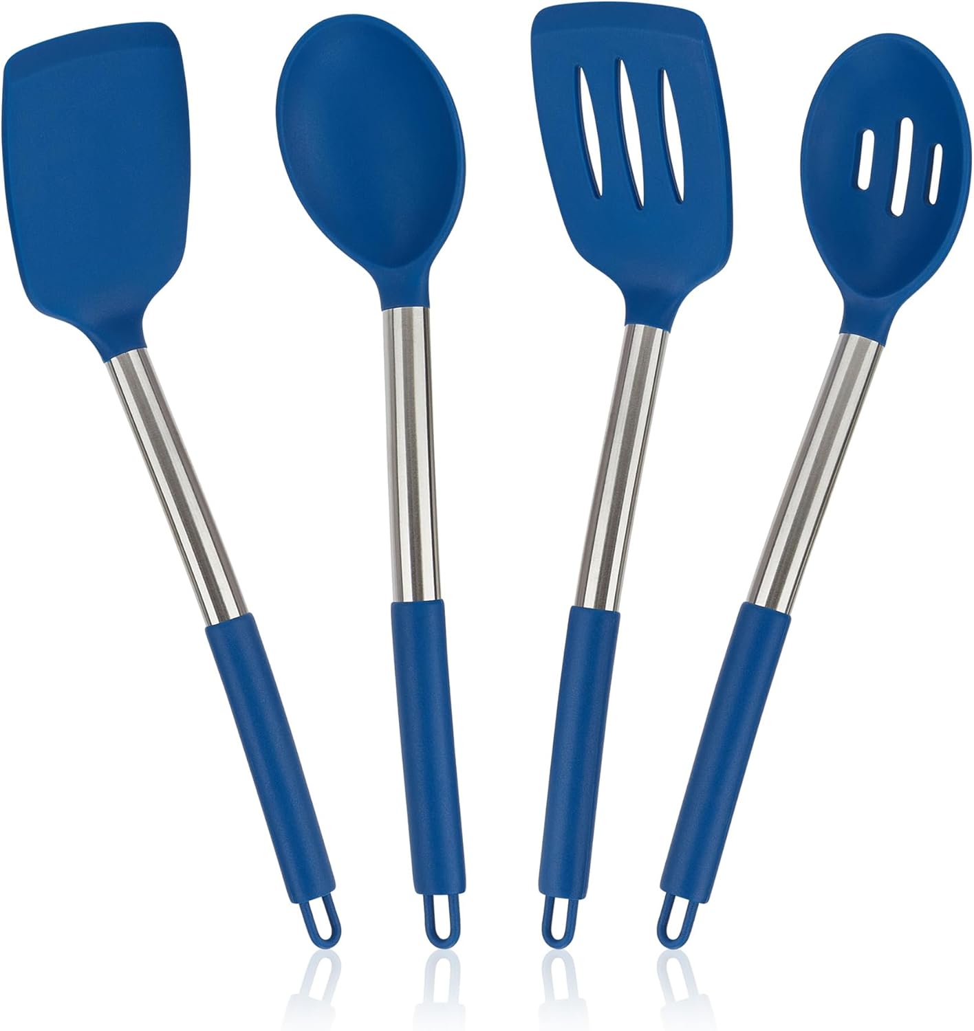 4 Pack Silicone Utensils Set with Stainless Steel Handles