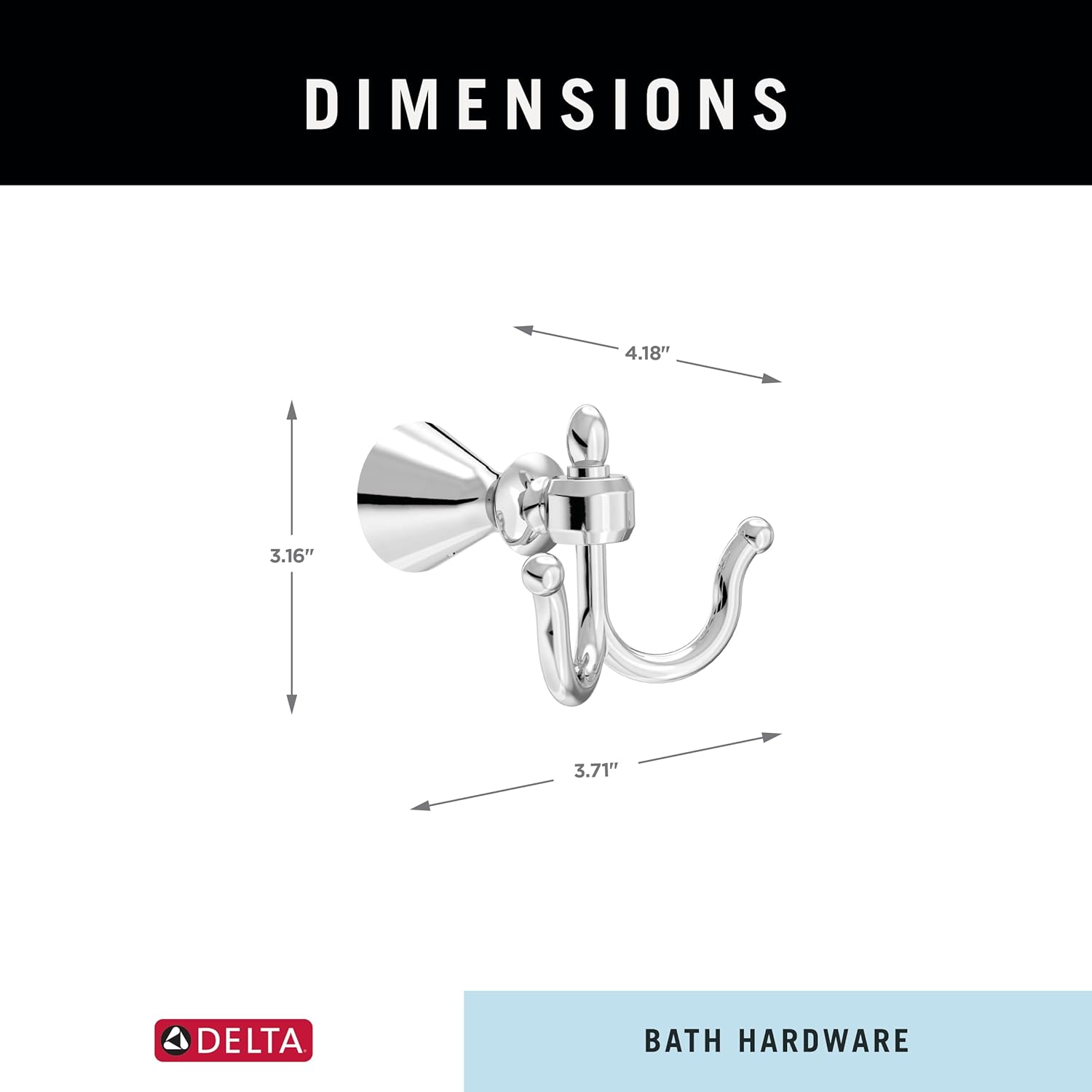 Delta Vessona Double Towel Hook - Polished Chrome